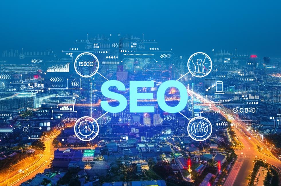 Bac Ninh skyline with SEO keyword projections.