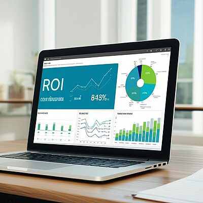 Dashboard hiển thị ROI của tự động hóa AI: giảm thời gian, giảm lỗi, tăng năng suất.