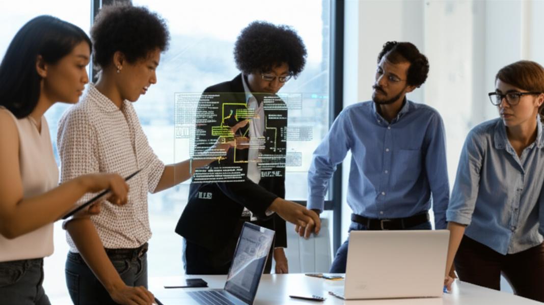 Software development's future: Collaboration, holographic code, advanced tools.