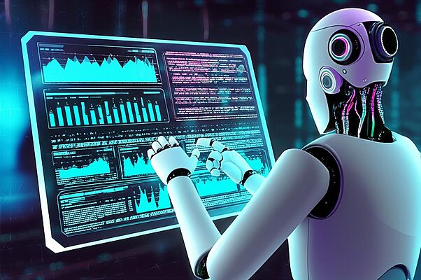 Hình ảnh robot AI kỹ sư viết code, thể hiện sự phát triển của Tác nhân AI trong năm 2025.