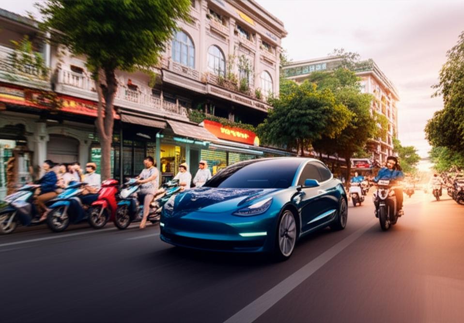 Tesla tại Việt Nam: Cơ hội nào cho xe điện quốc tế? 1 Tesla Model 3 hòa nhập văn hóa Việt Nam.