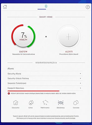 Hình ảnh dashboard hệ thống an ninh nhà thông minh hiển thị trạng thái, cảnh báo và đề xuất bảo trì.