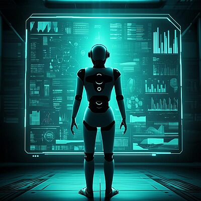 Hình ảnh robot AI điều phối các AI Agent, thể hiện tương lai của doanh nghiệp.